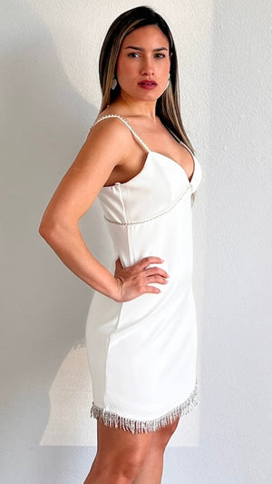 Loveliest Look White Rhinestones Dress