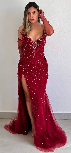 Romantic Glam Pearls Formal Gown