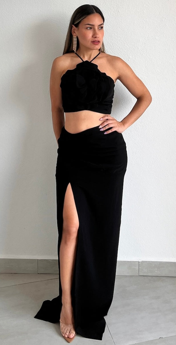 Flower Obsession Black Cut-Out Maxi Dress