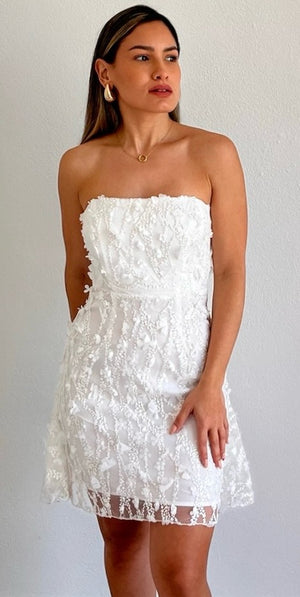 Angel Look White Floral Strapless Dress
