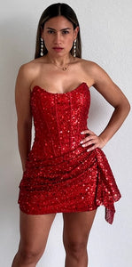 Spice Things Up Sequins Corset Mini Dress