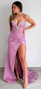 Confident Sensation Pink Glitter Formal Gown