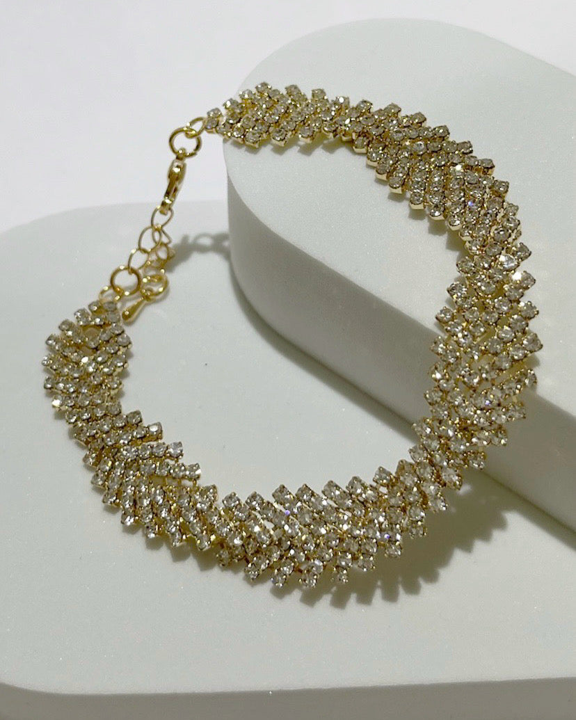 Luxe Glitter Gold Rhinestones Bracelet