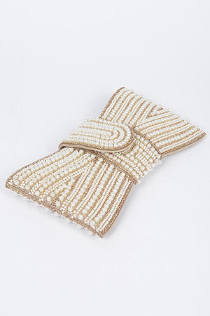 Utterly Elevated Gold Pearl Rhinestones Clutch