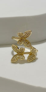 Glittering Butterfly Gold Ring