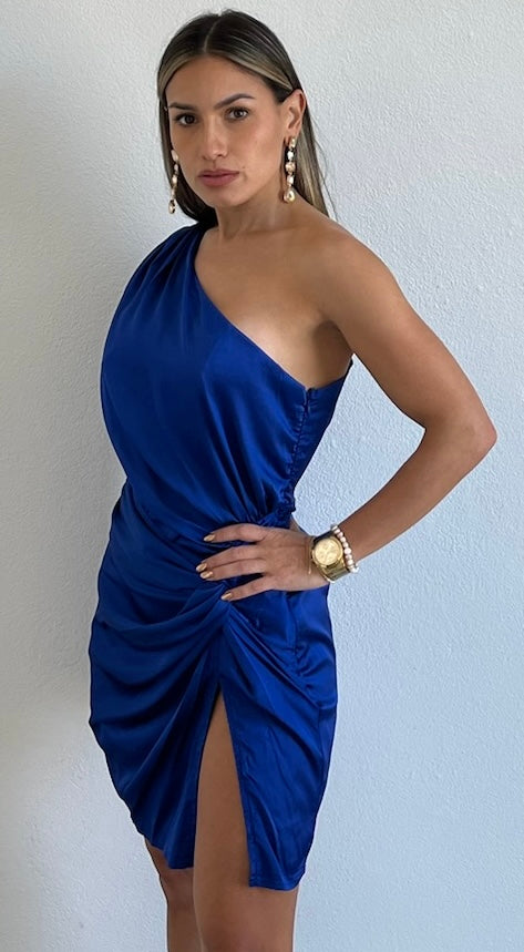 Enchanting Essence Royal One-Shoulder Satin Dress – Zil boutique