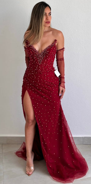 Romantic Glam Pearls Formal Gown