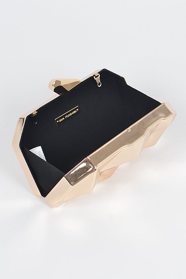 Get Your Trend On Metallic Gold Asymmetrical Clutch