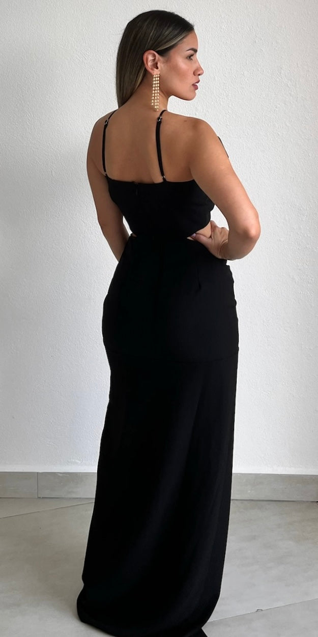 Flower Obsession Black Cut-Out Maxi Dress
