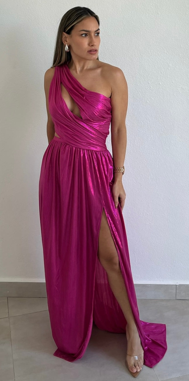 That Pink Girl Metallic One-Shoulder Formal Dress
