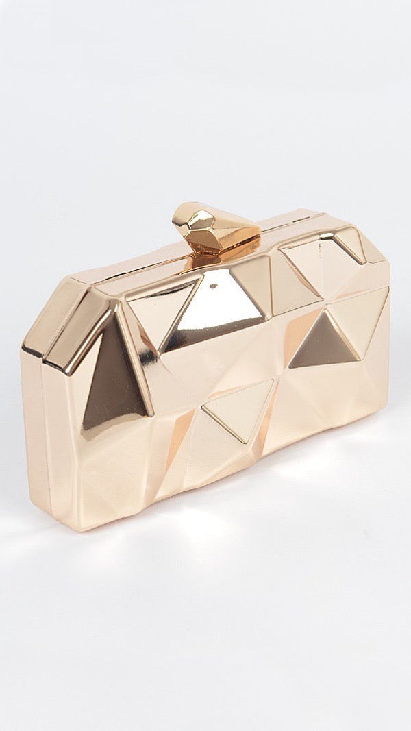 Get Your Trend On Metallic Gold Asymmetrical Clutch