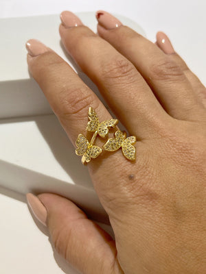 Glittering Butterfly Gold Ring