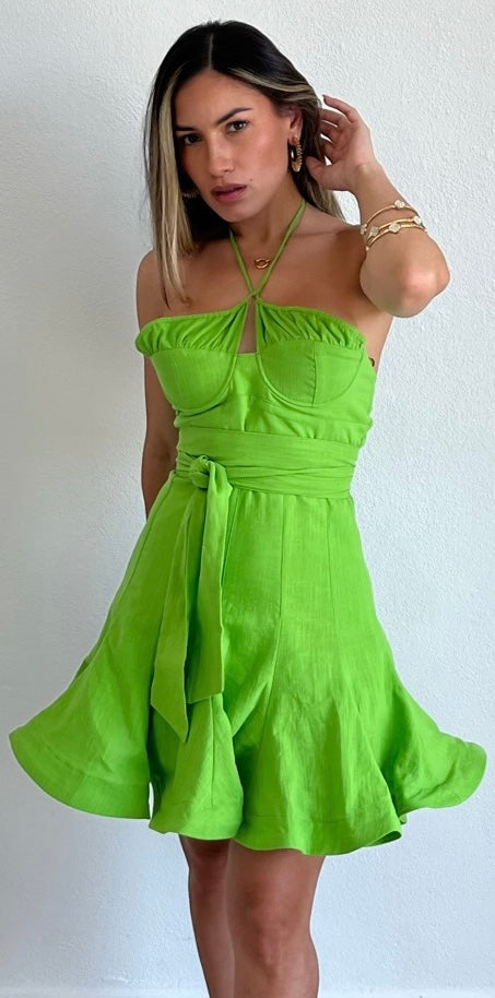 Party for Two Lime Halter Fit & Flare Dress Zil boutique Party for Two Lime Halter Fit & Flare Dress Zil boutique