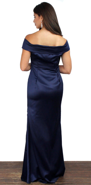 Here's to us Navy Satin Formal Gown