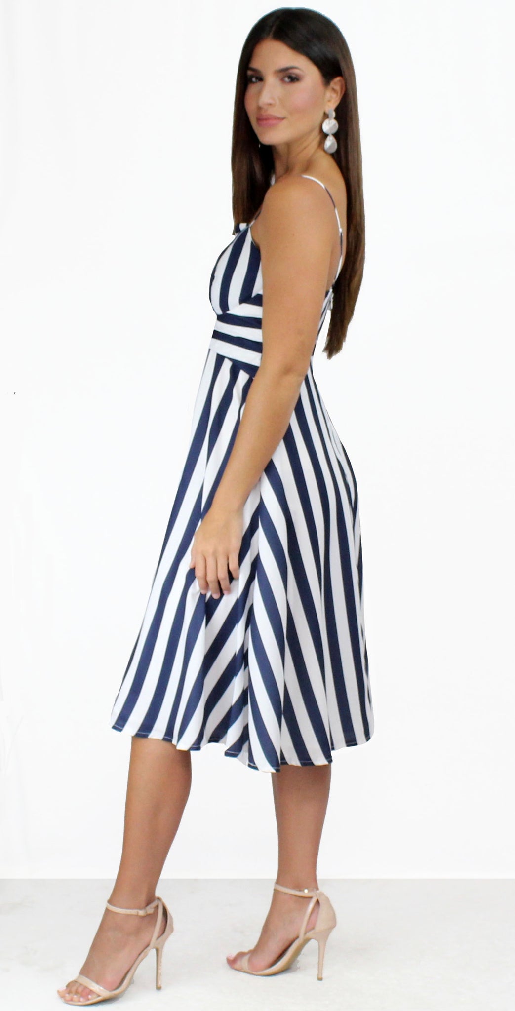 So Fine Navy & White Stripes Midi-Dress