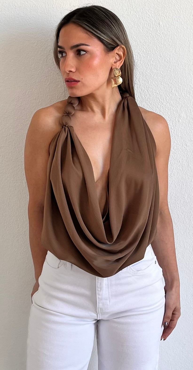 Resort Vibes Mocha Asymmetrical Top