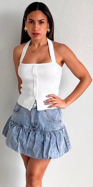 Coquette On Denim Bubble Skirt