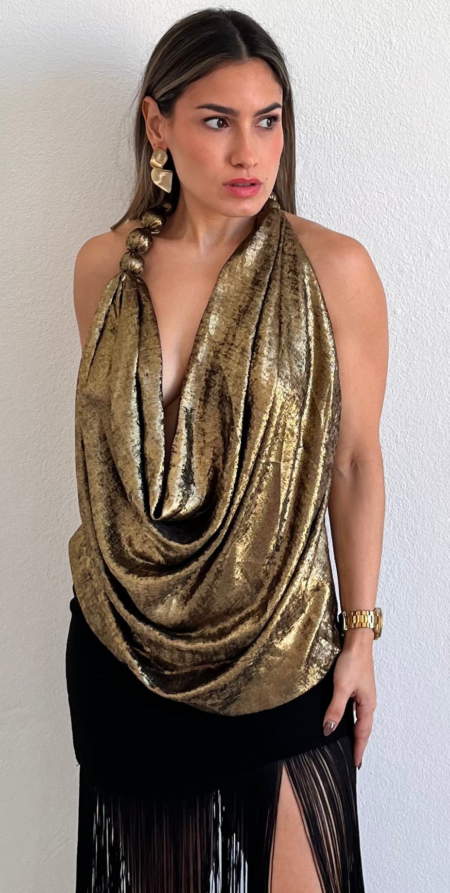 Resort Vibes Gold Asymmetrical Top