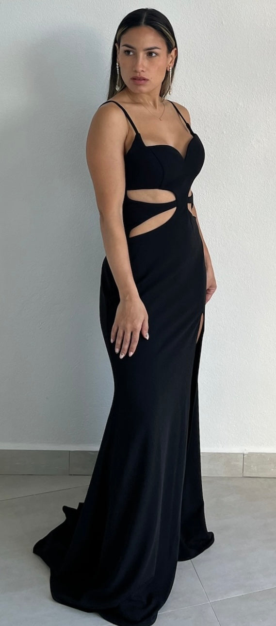 Going for the Wow Black Cut Out Formal Gown