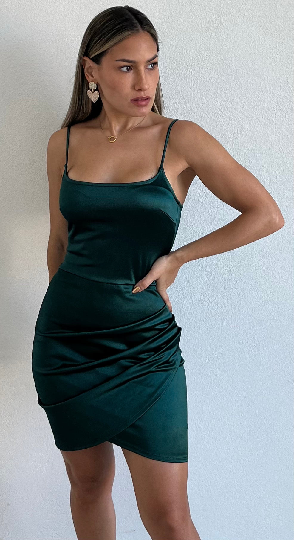 Significant Sensation Hunter Green Satin Bodycon Dress Zil boutique Significant Sensation Hunter Green Satin Bodycon Dress Zil boutique