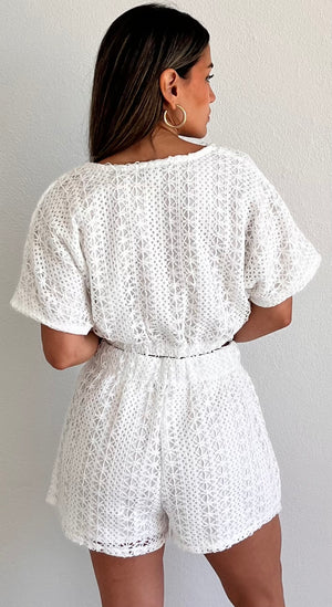 Feel the Sunshine White Crochet Two-Piece Set