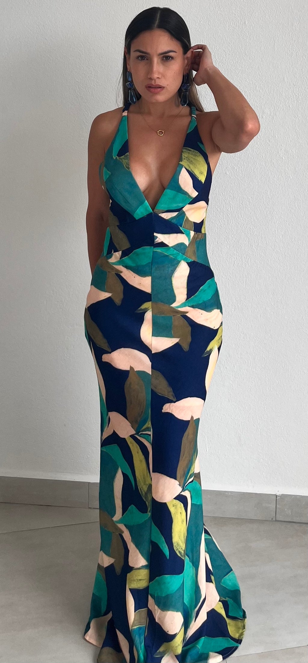 Summery Style Navy Print Maxi Dress