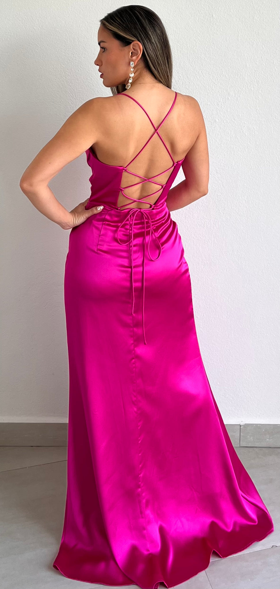 Remarkable Arrival Magenta Satin Formal Gown