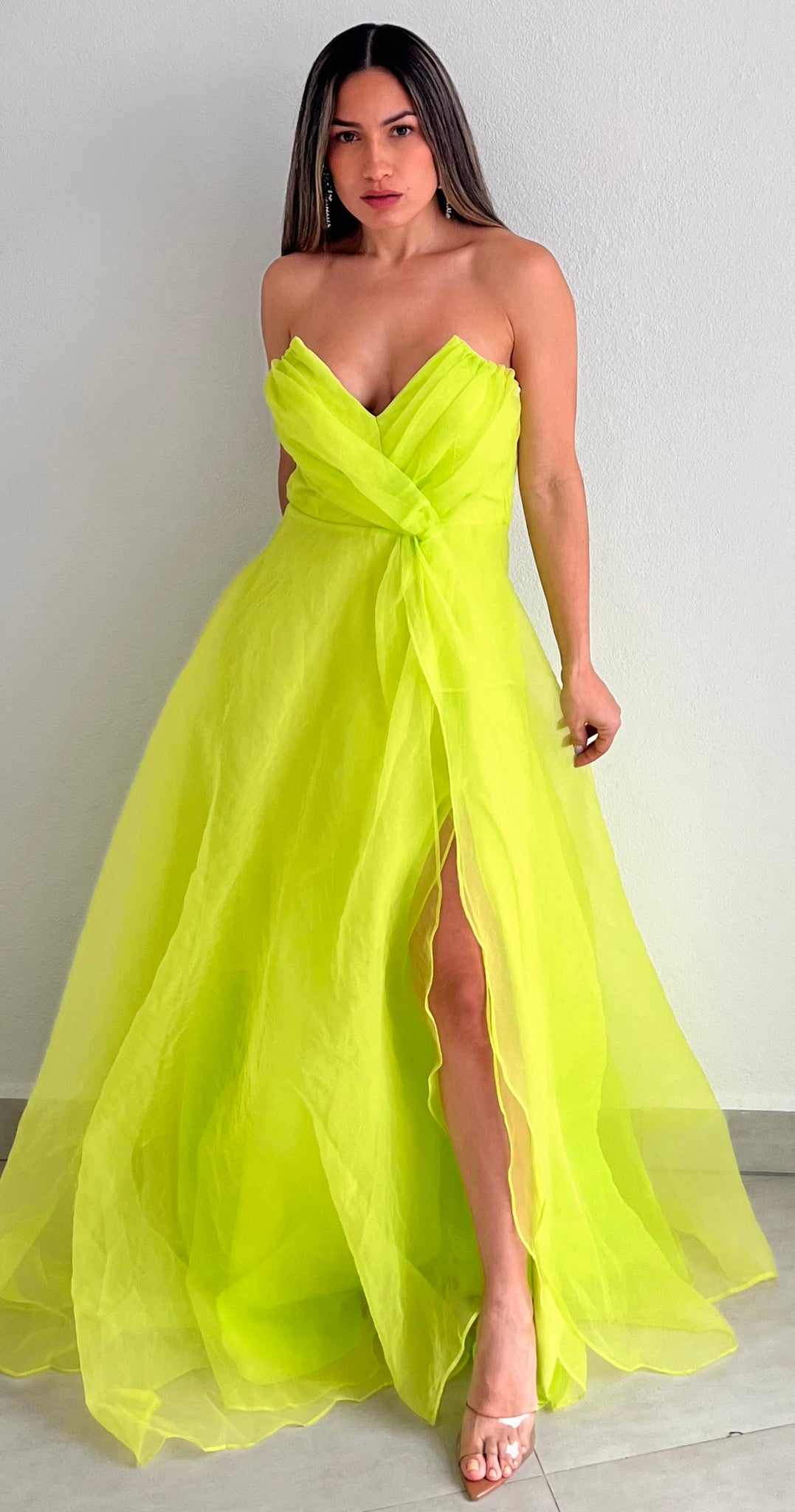 Brighter Side Strapless Lime Formal Dress