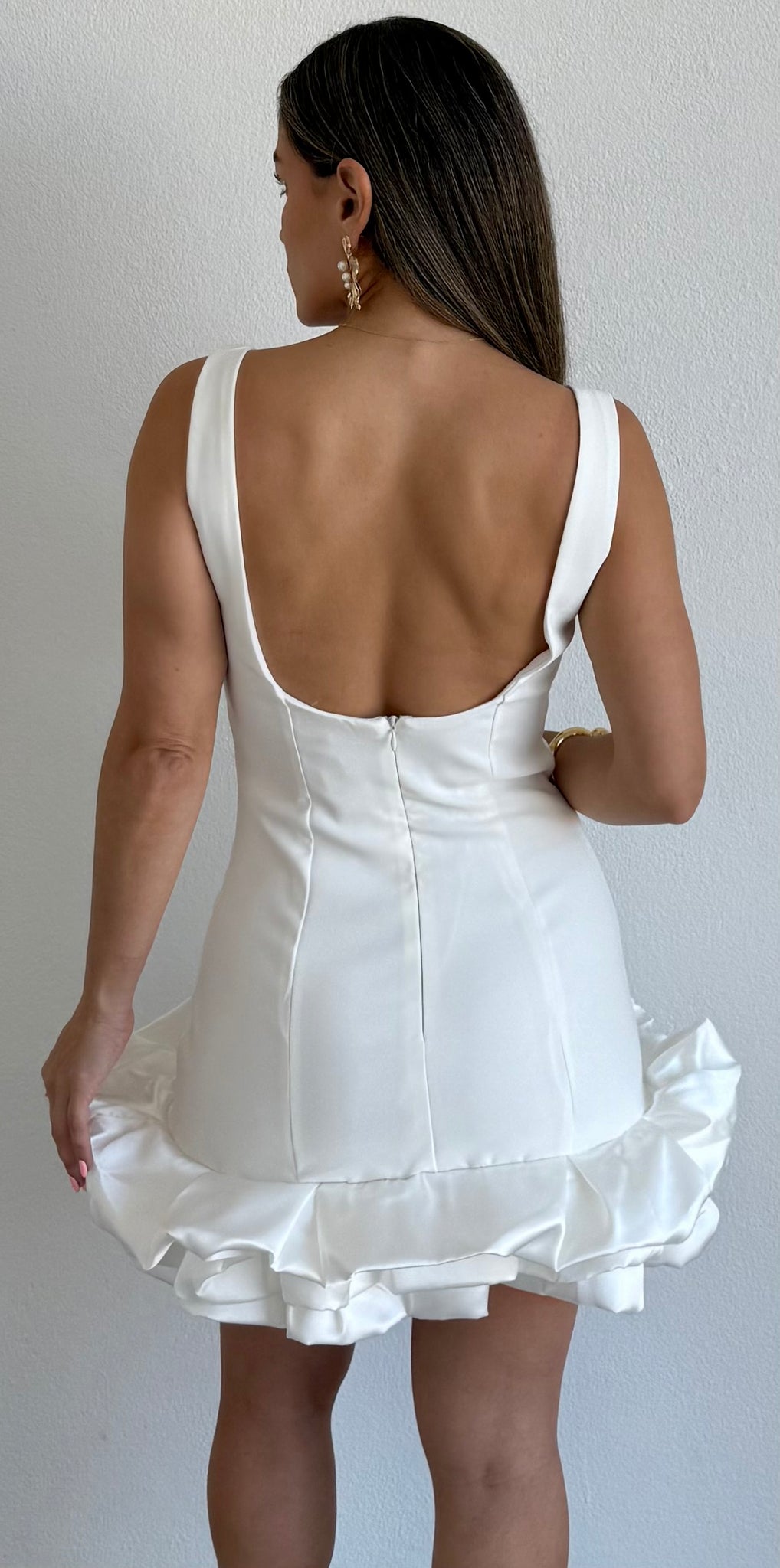 Exquisite Style White Ruffled Cocktail Dress