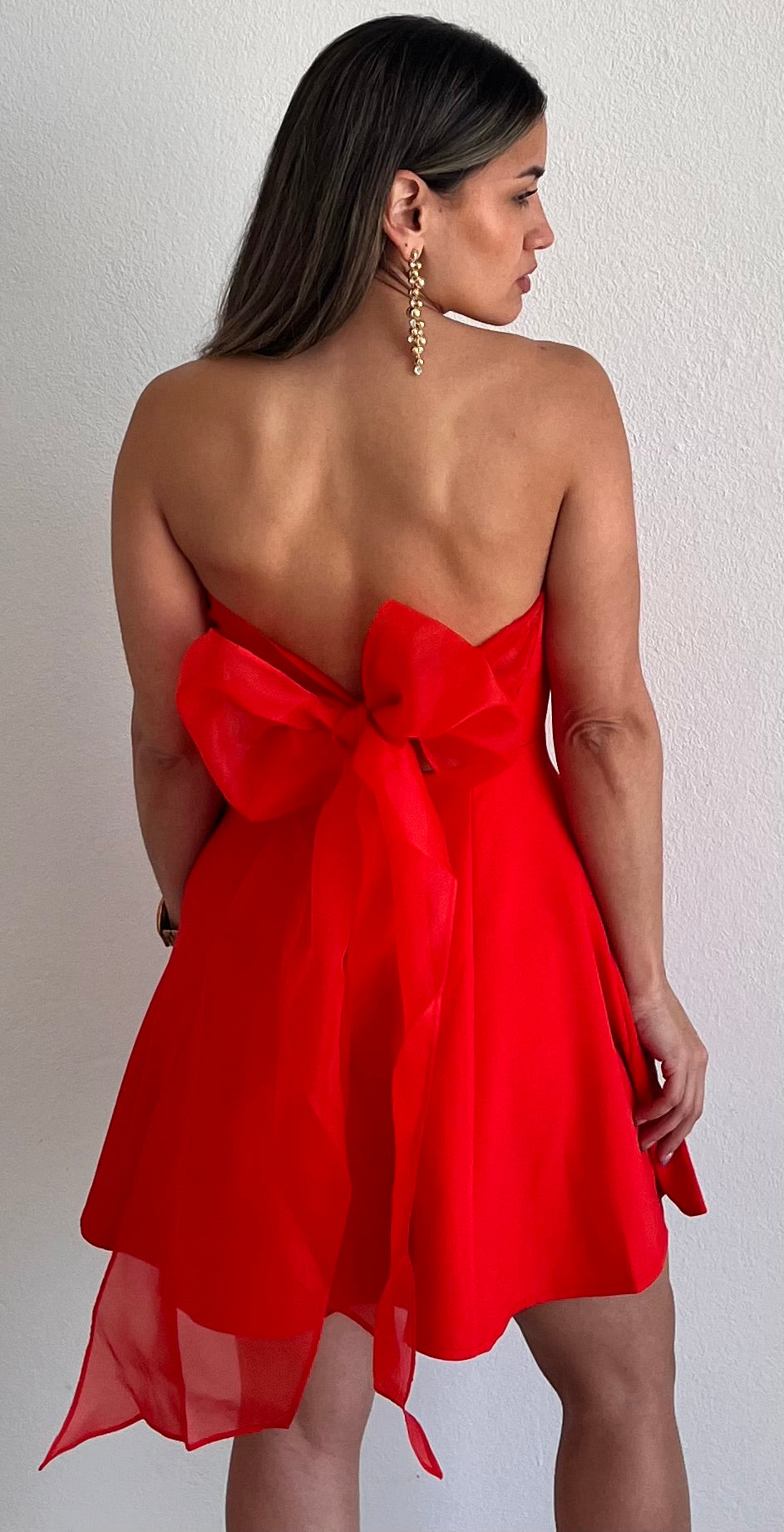 Adorably Iconic Red Bow Fit & Flare Dress