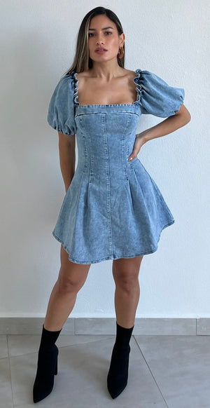 That Sweet Girl Denim Fit & Flare Dress