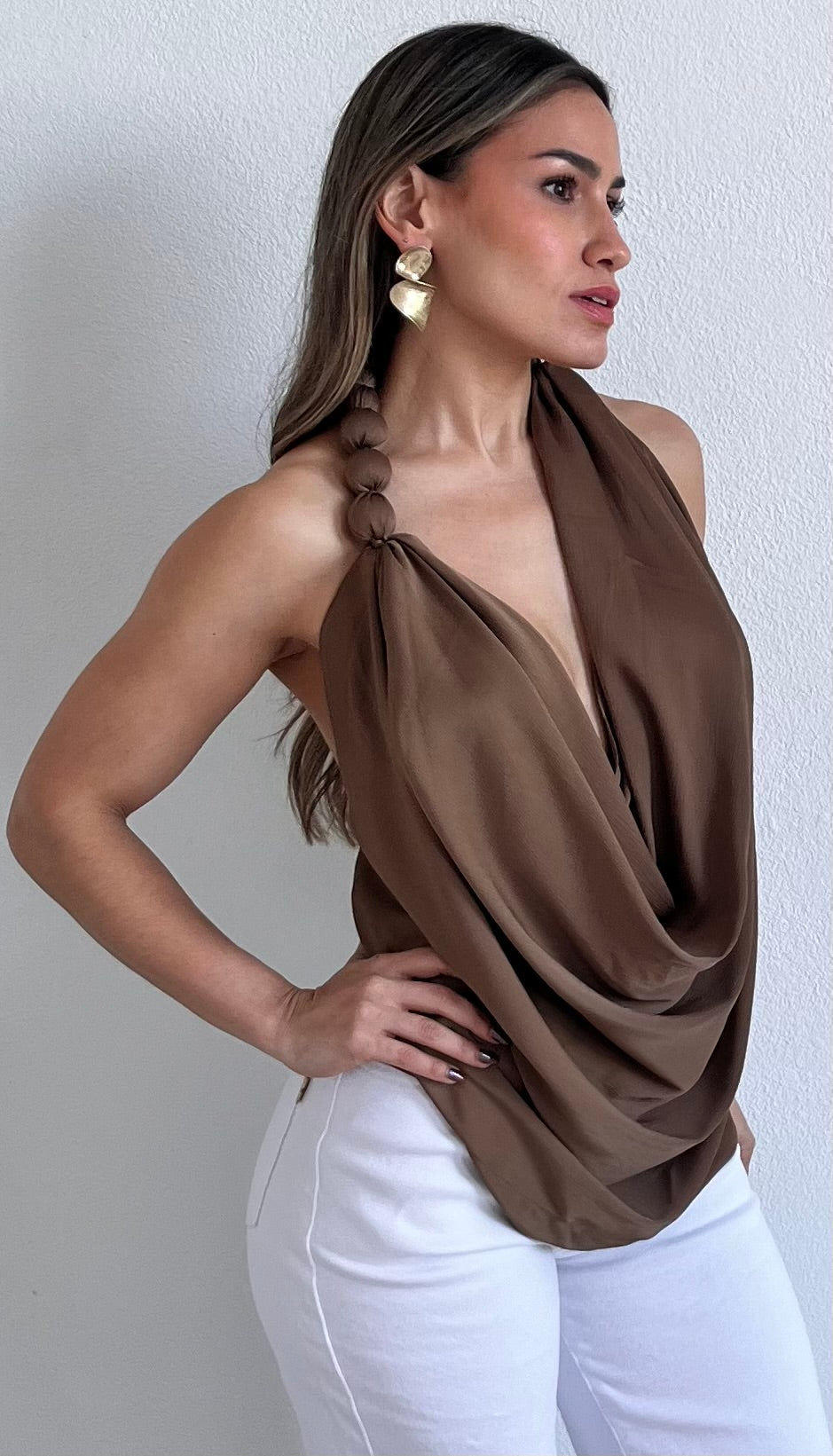 Resort Vibes Mocha Asymmetrical Top