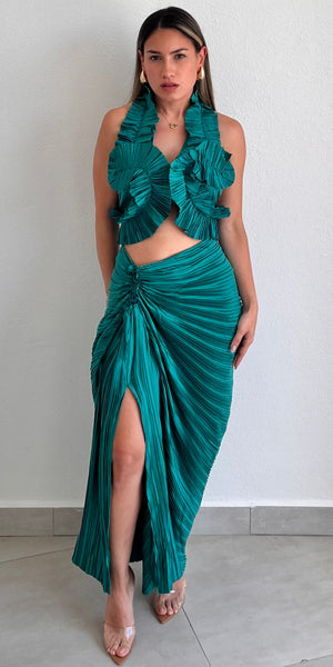 Impressive Style Pleated Two Piece Set