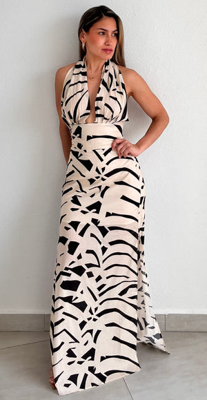 Breeze & Style Halter Print Maxi Dress