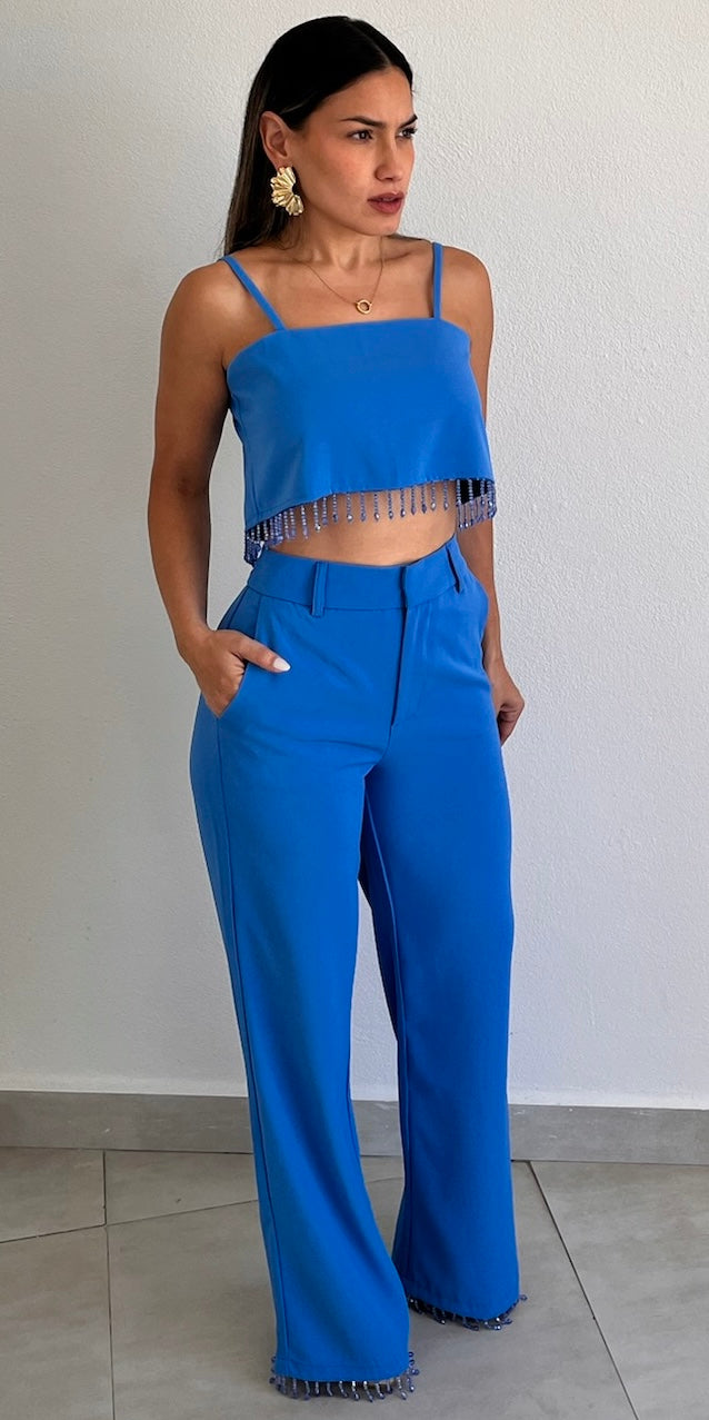 Fringes & Beads Vibes Blue Two-Piece Set