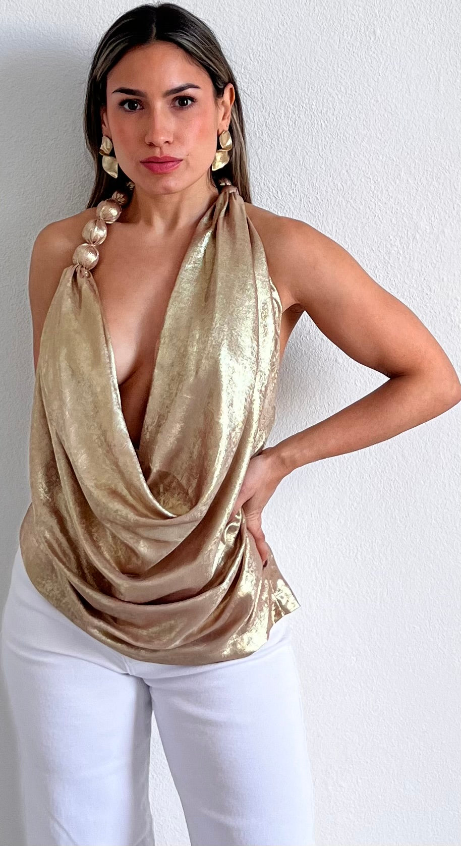 Resort Vibes Champagne Asymmetrical Top