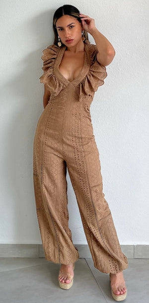 Feels Like Fall Eyelet & Ruffled Jumpsuit