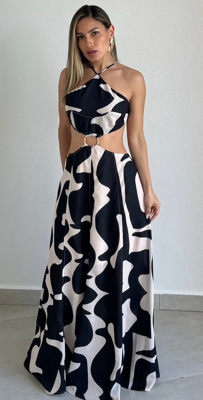 Pretty Perception Abstract Print Maxi Dress