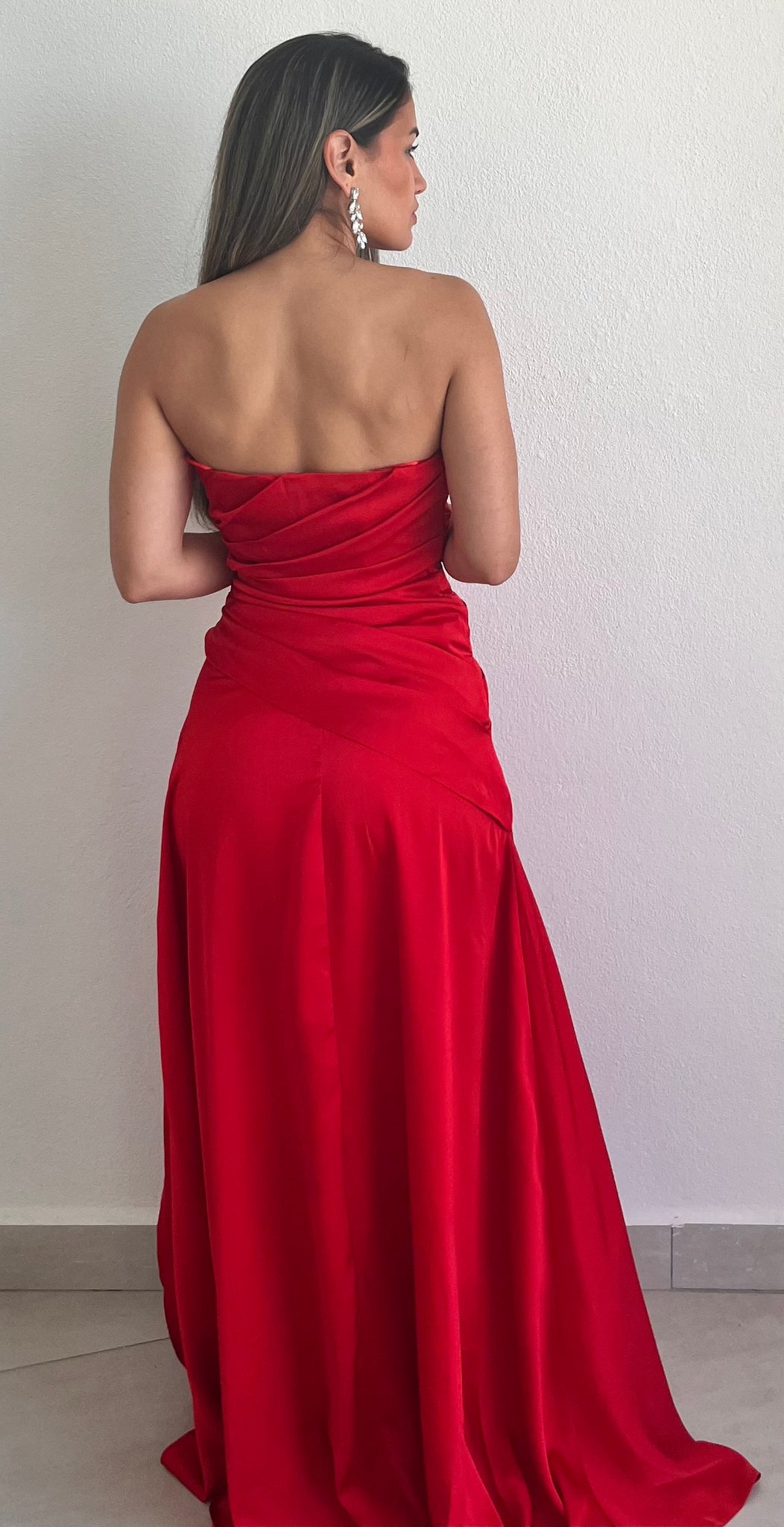 Stunning Example Red Satin Formal Dress