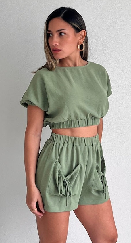 Cutest Duet Olive Two-Piece Set