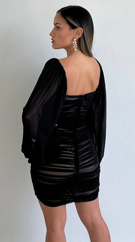 Lavish Style Black Long Sleeves Bodycon Dress