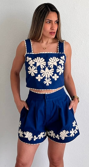 Greece Style Embroidered Two-Piece Set