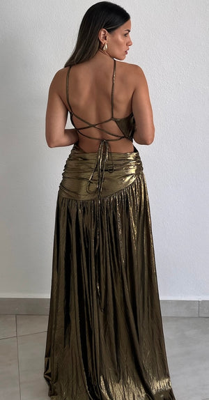 Glamorous Choice Gold Metallic Long Dress