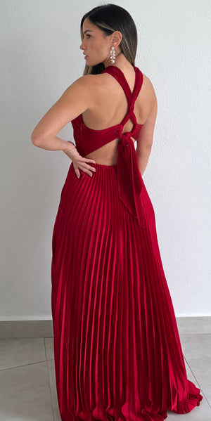 Keep You Enchanted Red Pleated Long Dress