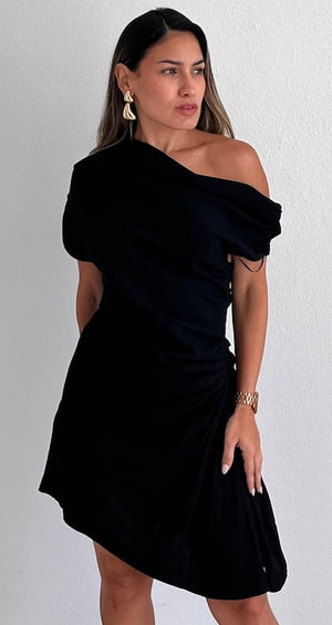 Stylish Splendor Black Asymmetrical Dress