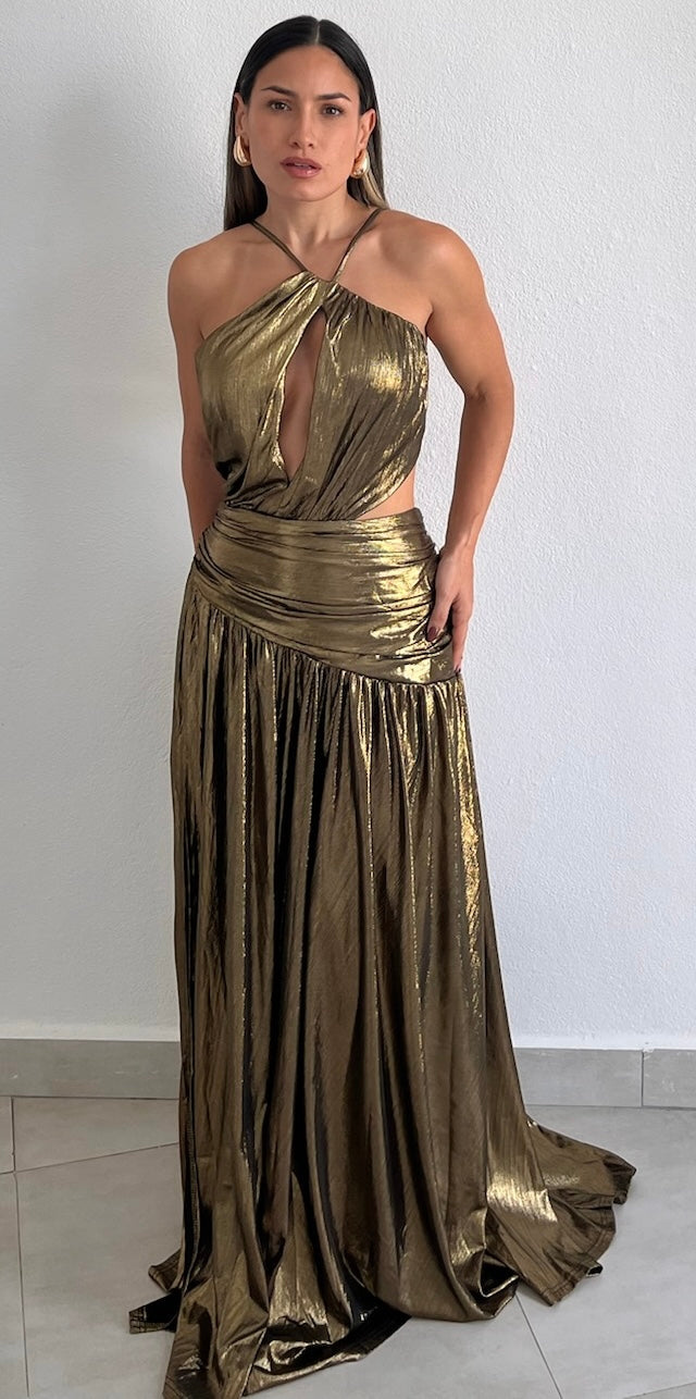 Glamorous Choice Gold Metallic Long Dress