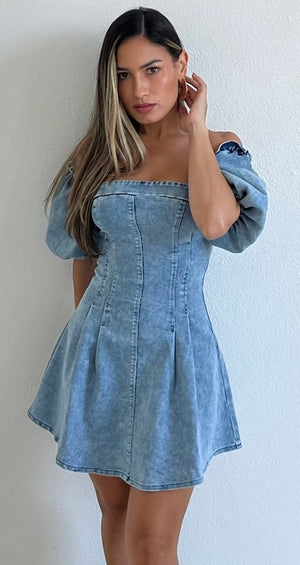 That Sweet Girl Denim Fit & Flare Dress