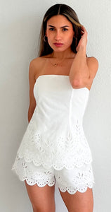 Flirtatious in Florence White Eyelet Two-Piece Set
