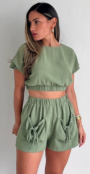 Cutest Duet Olive Two-Piece Set