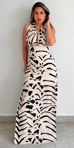 Breeze & Style Halter Print Maxi Dress